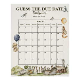 Raad de vervaldatum Forest Waterverf Baby shower Perfect Poster