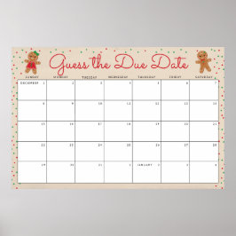 Raad de vervaldatum Gingerbread Baby shower Game Poster