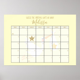 Raad de vervaldatum Kalender Cream Baby shower spe Poster