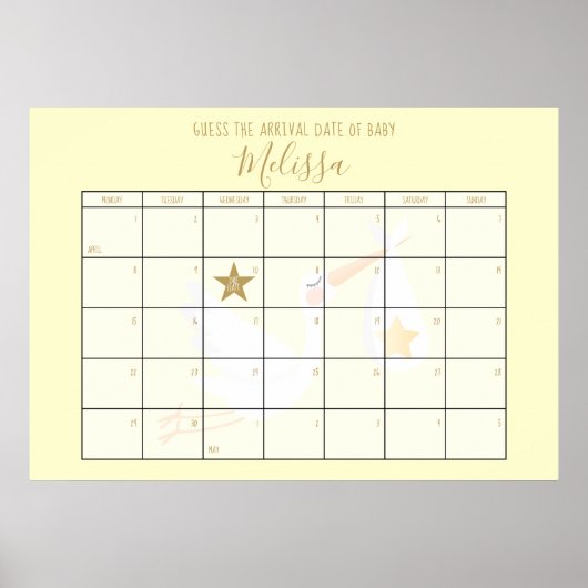 Raad de vervaldatum Kalender Cream Baby shower spe Poster (Voorkant)