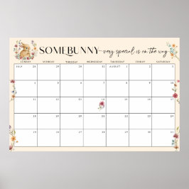 Raad de vervaldatum Somebunny Baby shower Kalender Poster