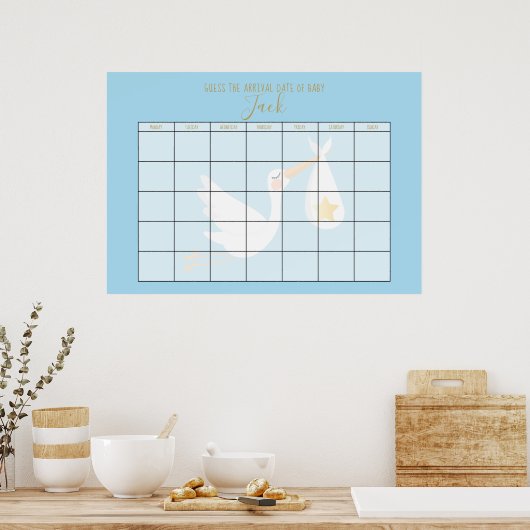 Raad de Verwachte Datum Blauwe Speciale Levering O Poster (Keuken)