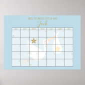 Raad de Verwachte Datum Kalender Blauwe Baby Showe Poster (Voorkant)