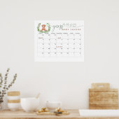 Raad de Verwachte Datum Kalender Teddybeer Poster (Keuken)