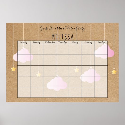 Raad de Verwachte Datum Rust Roze Wolken Gouden St Poster (Voorkant)