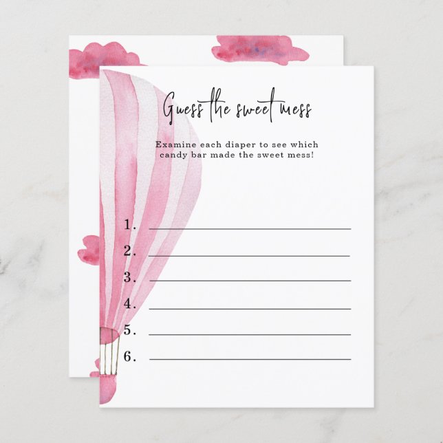 Raad de zoete puinhoop - baby shower spel (Voorkant / Achterkant)