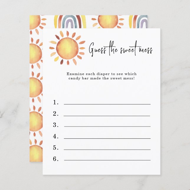 Raad de zoete puinhoop - baby shower spel (Voorkant / Achterkant)