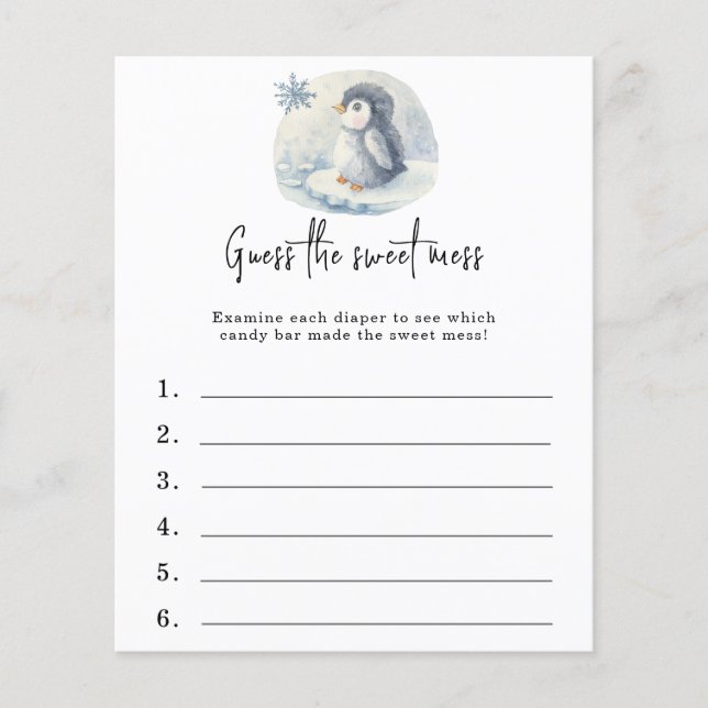 Raad de zoete puinhoop - baby shower spel (Voorkant)