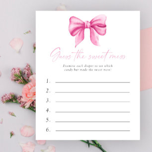 Raad de zoete rommel baby shower spel - Roze lint