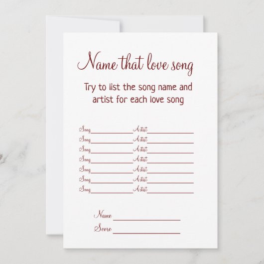 raad die liefdeslied bruids douche spel feestdagenkaart (Voorkant)