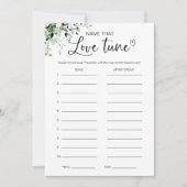 Raad die Tune Bruidsfeest Spel Kaart (Voorkant)