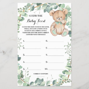 Raad eens Baby Beer Greenery Shower Game Card Flyer