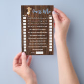 Raad eens bij wie Cowboy Baby shower Game Card Flyer (Hand)