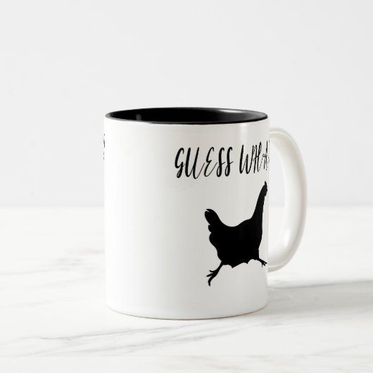 Raad eens? Chicken Butt, Chicken Lover Tweekleurige Koffiemok (Voorkant rechts)