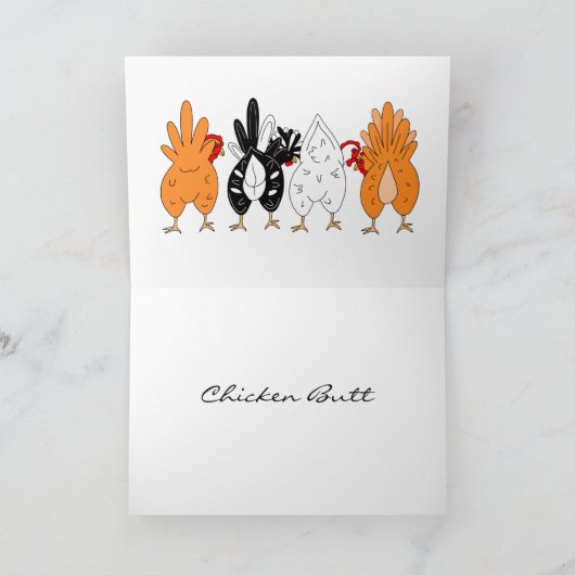 Raad eens? Chicken Butt Funny Humor Kaart (Binnen)
