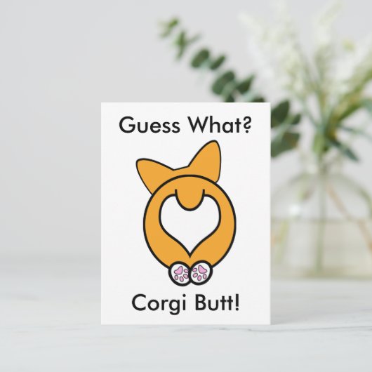 Raad eens? Corgi Butt. Briefkaart (Staand voorkant)