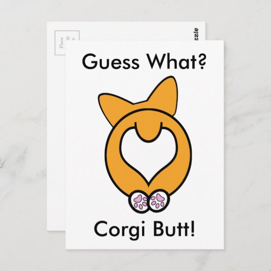 Raad eens? Corgi Butt. Briefkaart (Voorkant / Achterkant)