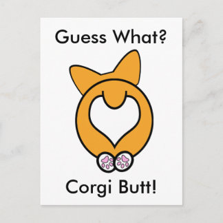 Raad eens? Corgi Butt. Briefkaart
