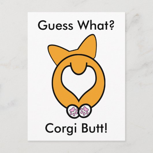 Raad eens? Corgi Butt. Briefkaart (Voorkant)