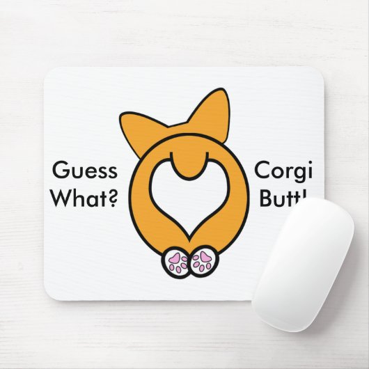 Raad eens? Corgi Butt. Muismat (Met muis)