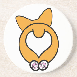 Raad eens? Corgi Butt. Zandsteen Onderzetter