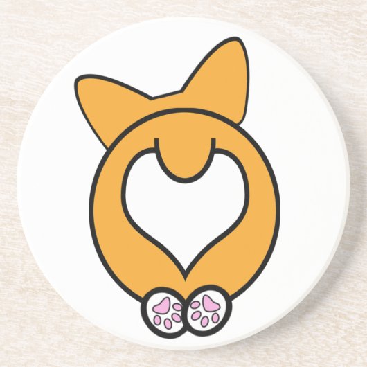 Raad eens? Corgi Butt. Zandsteen Onderzetter (Voorkant)