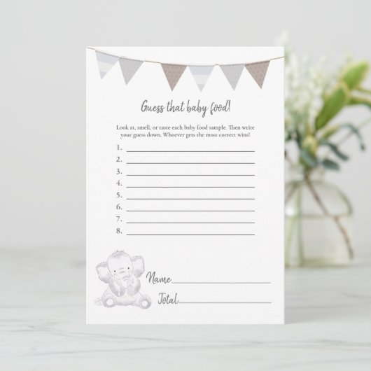Raad eens dat Baby Food Game Baby olifant Kaart (Staand voorkant)