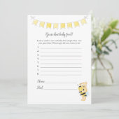 Raad eens dat Baby Food Game Boy Teddy Bear Kaart (Staand voorkant)