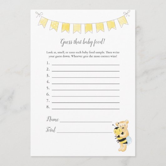 Raad eens dat Baby Food Game Boy Teddy Bear Kaart (Voorkant)