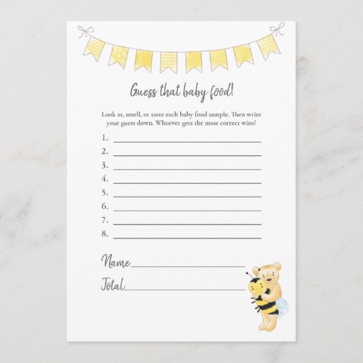 Raad eens dat Baby Food Game Teddy Bear Kaart (Voorkant)