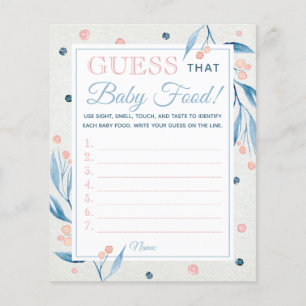 Raad eens dat Baby-voedselspel, Baby shower, blauw Flyer