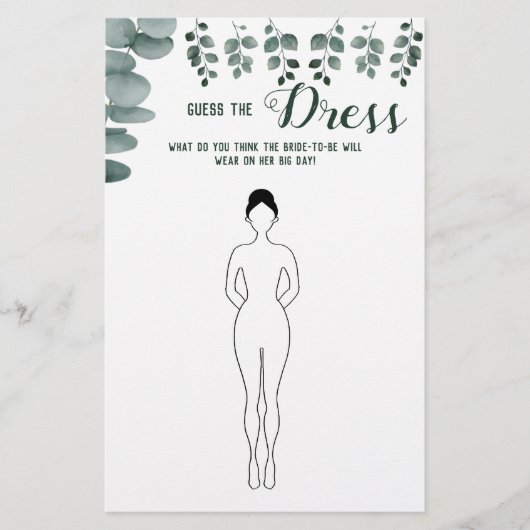 Raad eens dat de dress Eucalyptus Vrijgezellenfees Flyer (Voorkant)