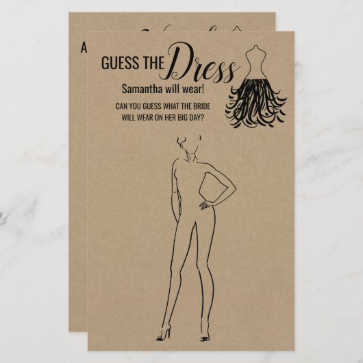 Raad eens dat de jurk een tweetalige douche is. (Voorkant / Achterkant)