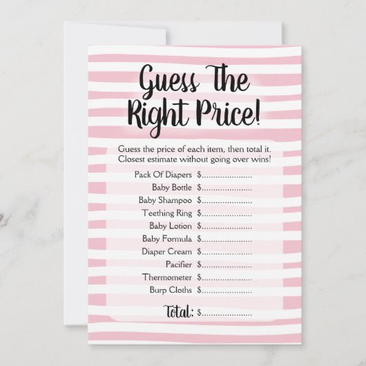 Raad eens dat het Baby shower Prijs Wit Kaart (Voorkant)