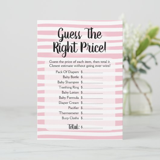 Raad eens dat het Baby shower Prijs Wit Kaart (Staand voorkant)