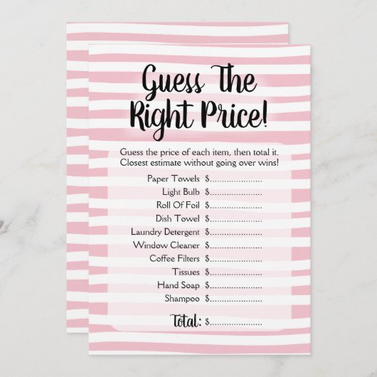 Raad eens dat het Vrijgezellenfeest Prijs Wit Kaart (Voorkant / Achterkant)