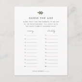 Raad eens de Age Baby shower Game Informatiekaartje (Voorkant)