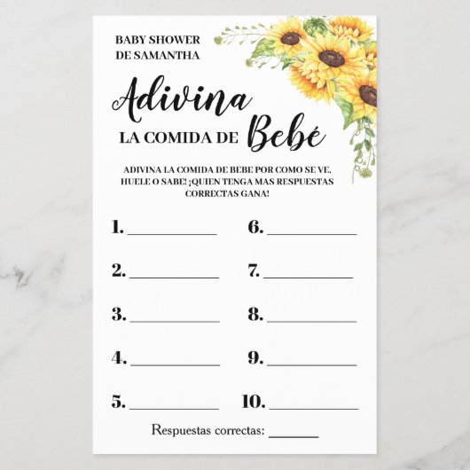 Raad eens de Baby-douchespelkaart Flyer (Achterkant)