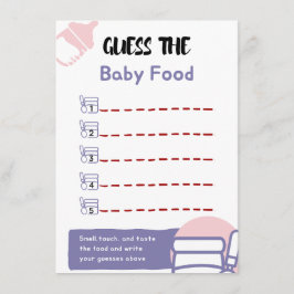 Raad eens de Baby Food Baby shower Game Informatiekaartje