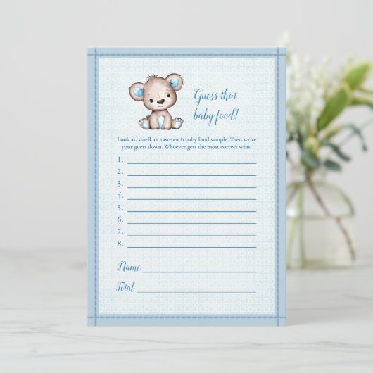 Raad eens de Baby Food Cute Brown Beer Baby Game K Kaart (Staand voorkant)