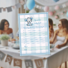 Raad eens de Baby Food Cute Grey Beer Boy Shower G Kaart