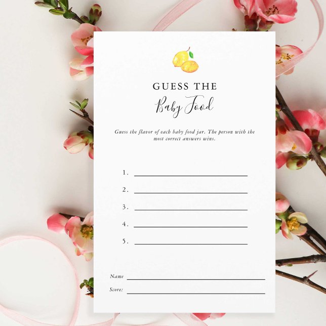 Raad eens de Baby Food Lemon Baby shower Game (Creator heeft geüpload)