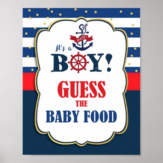 Raad eens de Baby Food Nautical Baby shower Game S Poster (Voorkant)