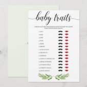 Raad eens de Baby Traits Baby shower Game Greenery (Voorkant / Achterkant)