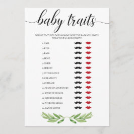 Raad eens de Baby Traits Baby shower Game Greenery