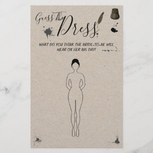 Raad eens de dress Pen & Inkwell Shower Game Card Flyer