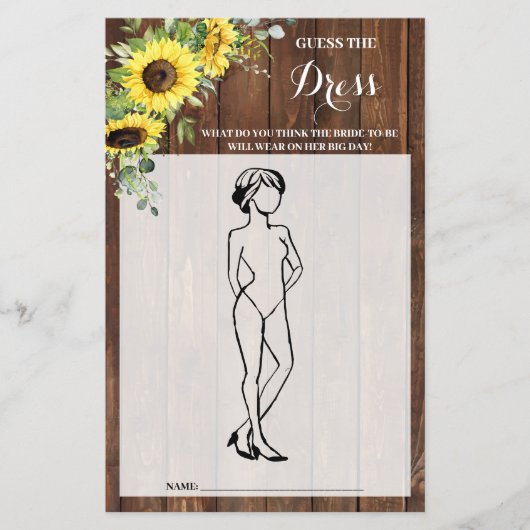 Raad eens de Dress Sunflower Vrijgezellenfeest Gam Flyer (Voorkant)