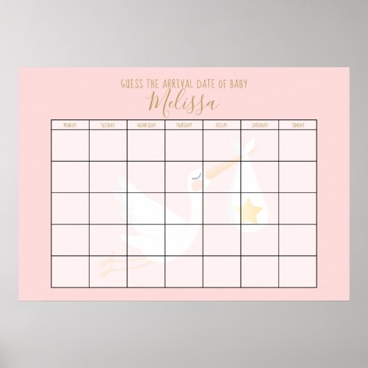 Raad eens de gewenste Pink Special Delivery Stork Poster (Voorkant)