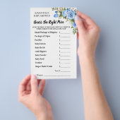 Raad eens de juiste prijs-blauw-Floral-Baby shower Flyer (Hand)