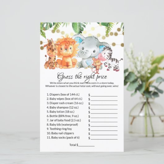 Raad eens de juiste prijs voor Baby shower games (Staand voorkant)